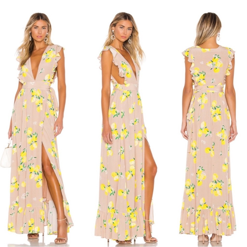 Majorelle Sweet Pea Wrap Dress Tan Lemon